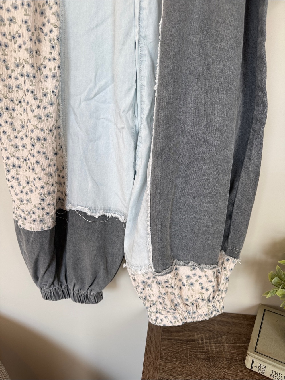 POL Patchwork Light Blue and Gray mixed fabrics Harem Pants - Picture 10 of 16